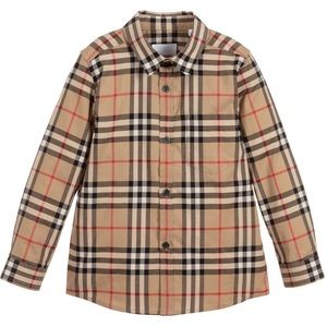 Boys Burberry Beige Cotton Check Shirt